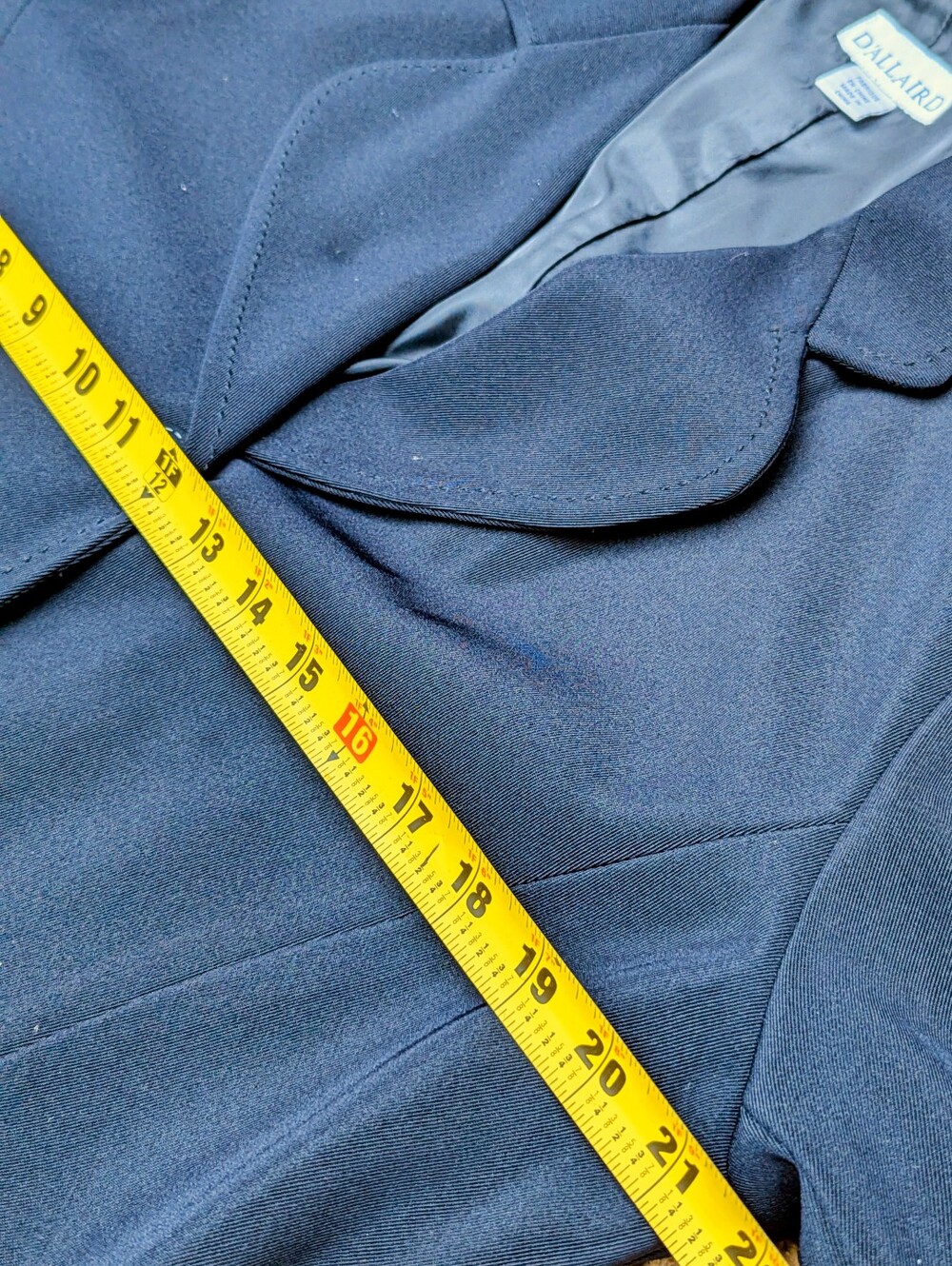 D’Allaird Longline Navy Blazer Coat 11/12 | Manteau-Blazer Long Marine Large - Picture 6 of 10